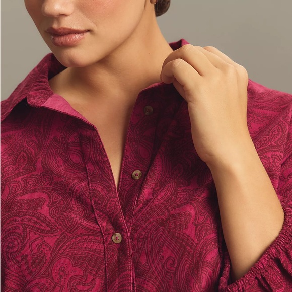 The Bettina Tiered Shirt Dress by Maeve: Mini Corduroy Edition women’s large - Picture 2 of 13